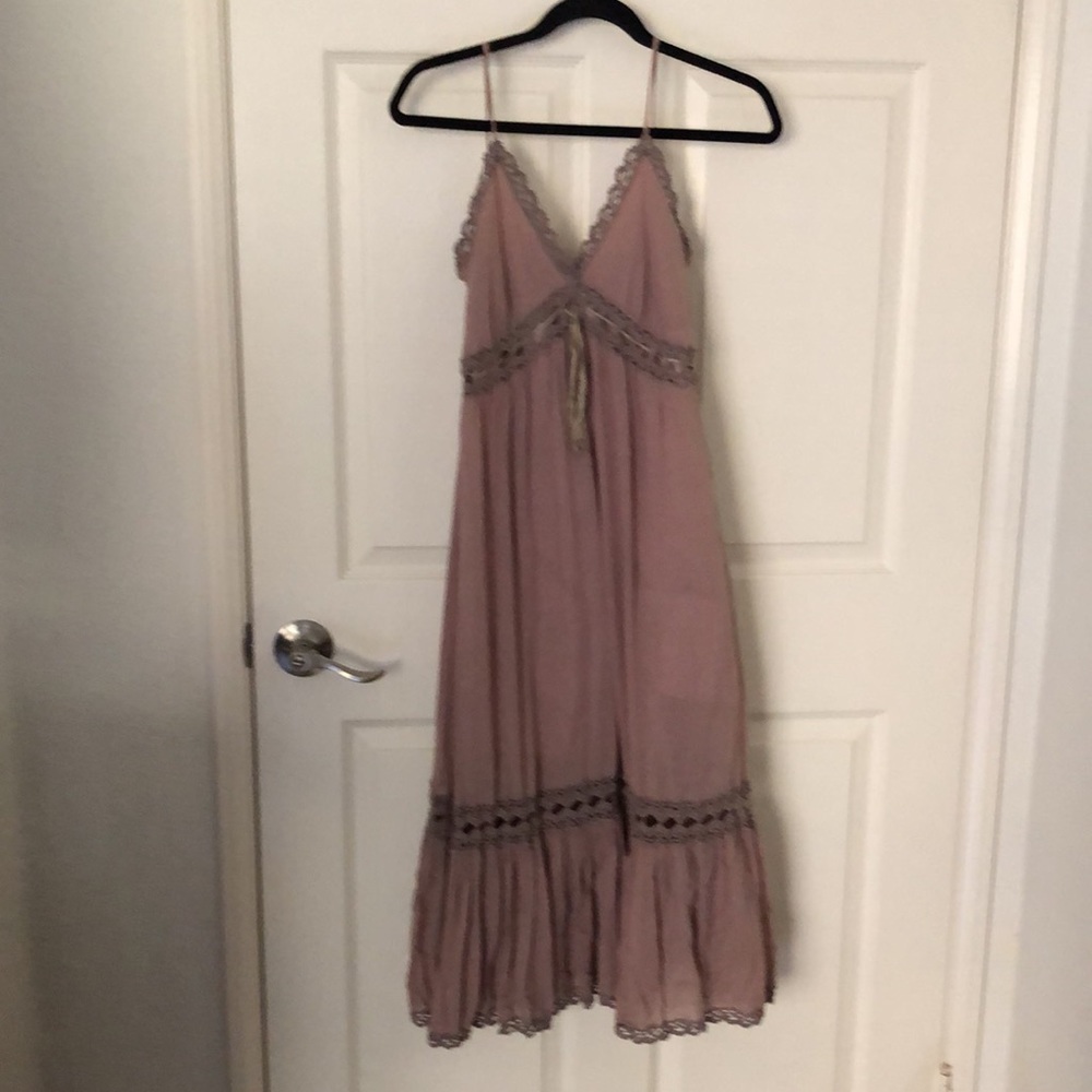 Plunge lace maxi dress